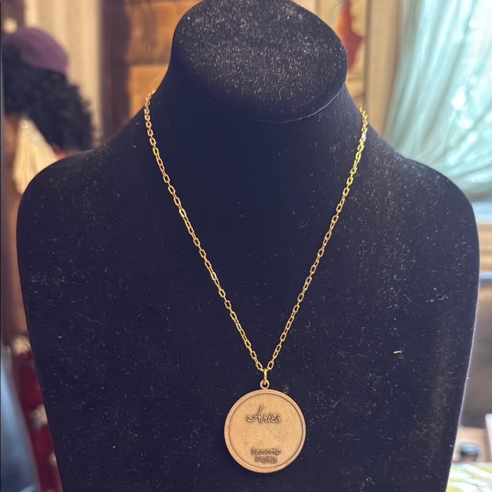 Beaucoup Designs Gold Pendant Aries zodiac necklace w star consolation